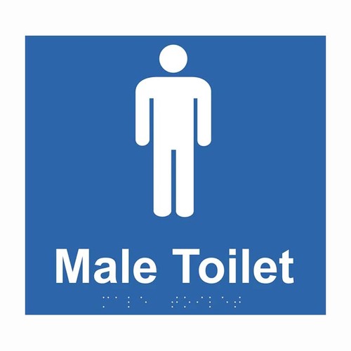 Brady Braille Sign - Male Toilet 220 x 180mm ABS Plastic