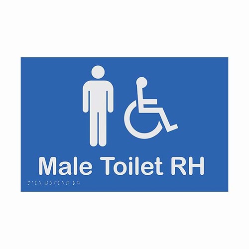 Brady Braille Sign - Male Access Toilet RH 220 x 180mm ABS Plastic
