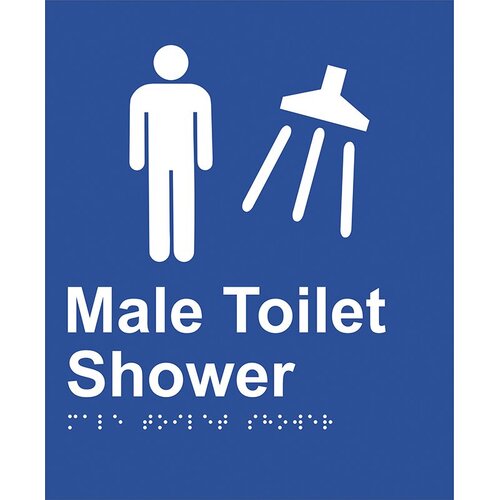 Brady Braille Sign - Male Toilet Shower 220 x 180mm ABS Plastic