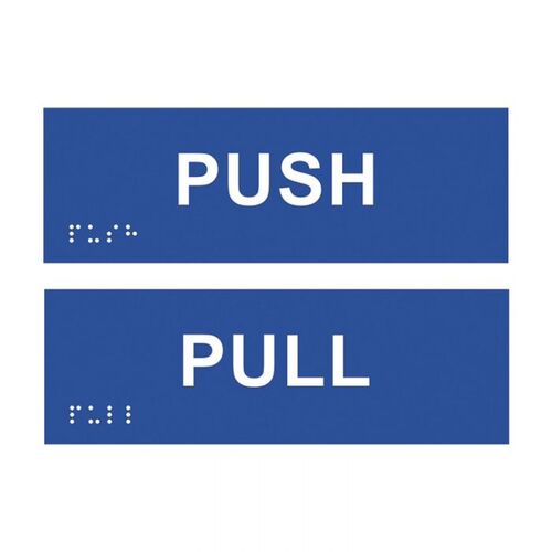 Brady Braille Sign - Push Pull (Horizontal) 60 x 180mm ABS Plastic