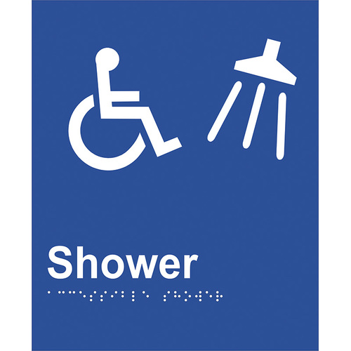 Brady Braille Sign - Access Shower 220 x 180mm ABS Plastic