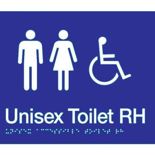 Brady Braille Sign - Unisex Toilet RH 220 x 180mm ABS Plastic