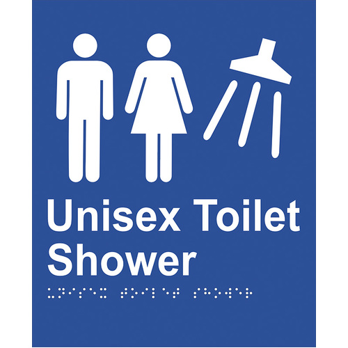 Brady Braille Sign - Unisex Shower 220 x 180mm ABS Plastic