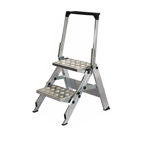 Little Jumbo Safety Steps 2 Step With Safety Rail Non-slip Aluminium Chequer Plate