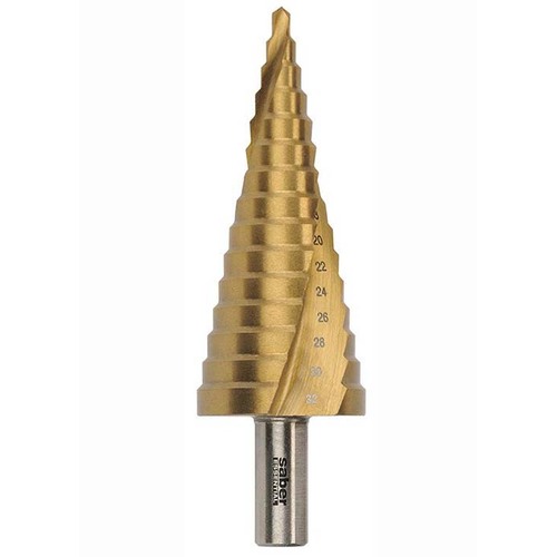 Saber 8035-M3 Essential HSS Spiral Flute TiN Coated Step Drill 4-32mm
