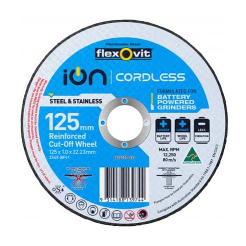 Flexovit Cut Off Wheel Ion Cordless Inox Ultra Thin 125 x 1 x 22.23mm