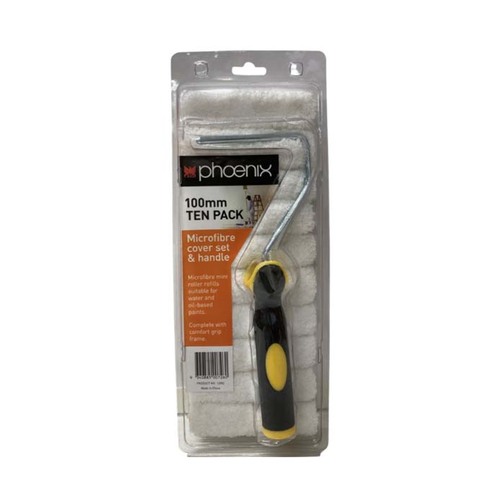 Phoenix Mini Microfibre Roller Cover 100mm - 10/Pack With Handle
