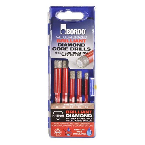 Bordo Briliant Diamond Core Drill Set Hex Shank 5 piece