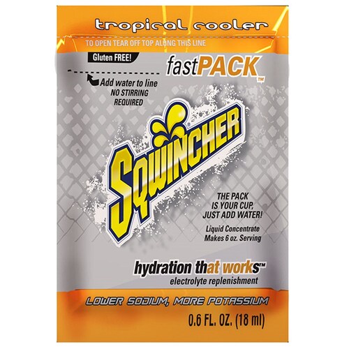 Sqwincher Fast Pack 18ml Tropical - Box of 200 (4 Packs of 50)