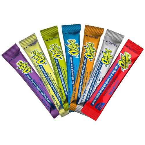 Sqwincher Qwik Stiks Mixed Flavours - Box of 500 (10 Packs of 50 Sticks)