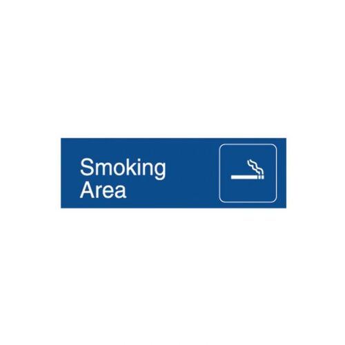 Engraved Office Sign - Smoking Area (Gravoply) 300 x 97mm White/Blue