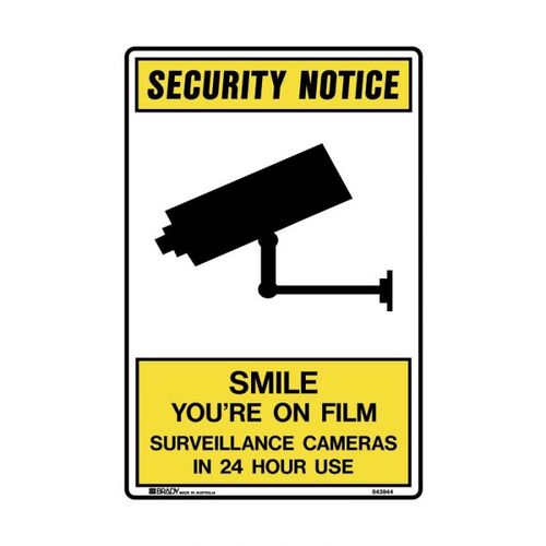 Smile You're On Film Surveillance Cameras In 24 Hour Use  300 x 450mm Metal