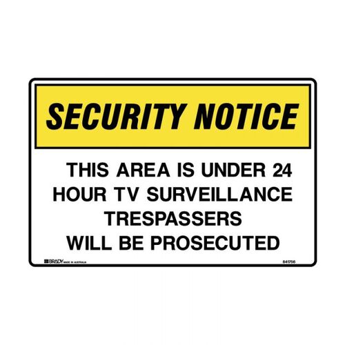 Brady Restricted Area Authorised Personnel Only 600 x 450mm Polypropylene