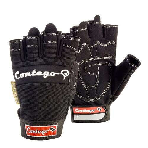 Contego Original Black Fingerless Gloves Black, Small - Pack of 12