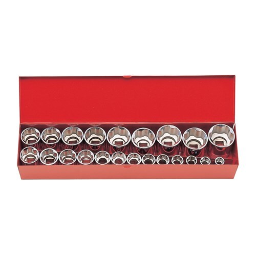 Ko-Ken 1/2" Drive Socket Set 12 Point 10 - 32mm, 22 Pieces - KO4251M