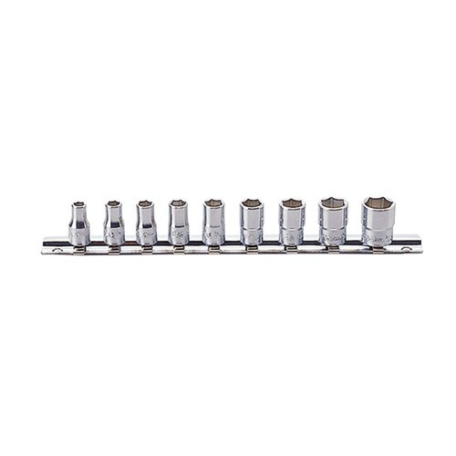 Ko-Ken 1/4" Drive (3/16 - 1/2") AF 6Pt On Rail Socket Set, 9 Pcs
