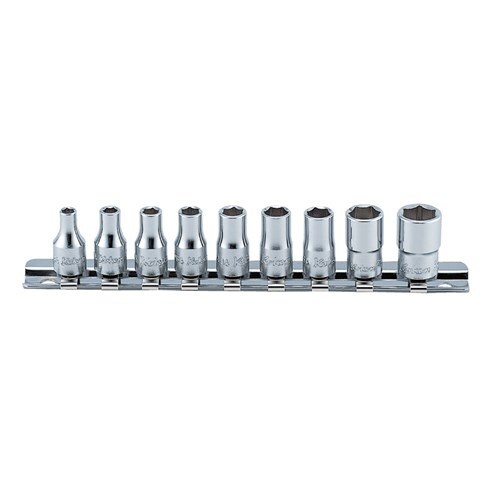 Ko-Ken 1/4" Drive Whitworth On Rail Socket Set, 9 Pcs - KORS2400W/9-BA