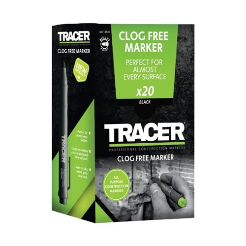 Tracer Clog Free Marker Without Site Holster, Black - Box of 20