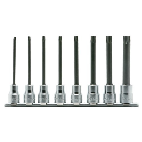 Ko-Ken Torx Inhex Socket Set On Rail 3/8" Dr. T20-T55 x 100mm Long, 8Pcs