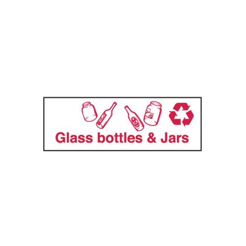 Brady Recycling Sign - Glass Bottles & Jars 450 x 300mm Polypropylene