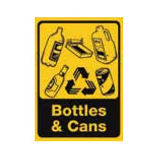 Recycling/Environment Sign - Bottles & Cans 250 x 180mm Self-Adhesive Vinyl