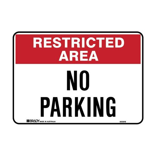 Brady Restricted Area Sign - No Parking 180 x 250mm Self-Adhesive Vinyl