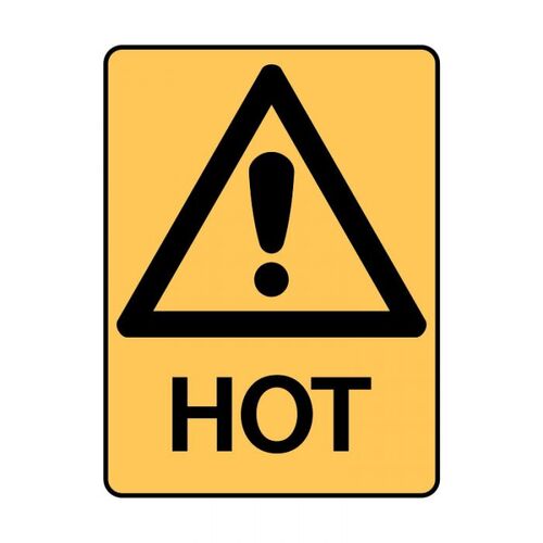 Brady Warning Sign - Hot 600 x 450mm Metal