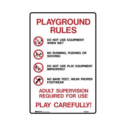 Brady Park Sign - Playground Rules.. 450mm x 300mm Metal