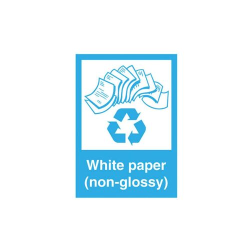 Recycling Sign - White Paper (Non Glossy)  300 x 225mm Polypropylene