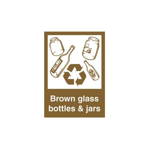 Brady Recycling Sign - Brown Bottles & Jars 300 x 225mm Polypropylene