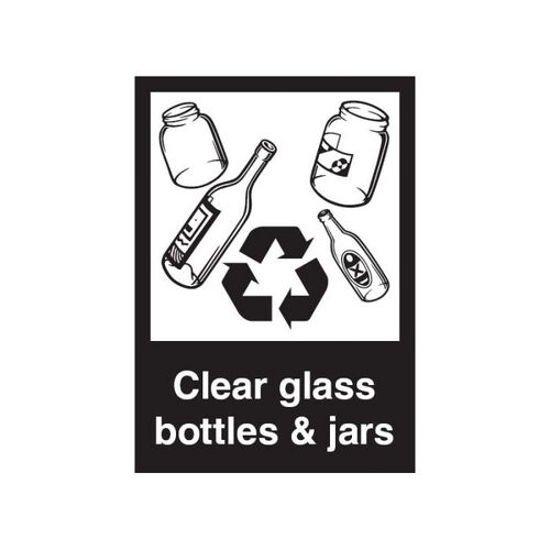 Brady Recycling Sign - Clear Bottles & Jars 300 x 225mm Polypropylene