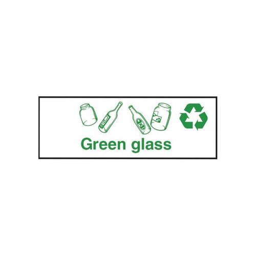 Brady Recycling Sign - Green Glass 180 x 450mm Polypropylene