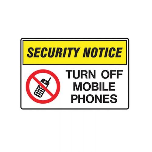 Security Notice Turn Off Mobile Phones 180 x 250mm Self-Adhesive Vinyl