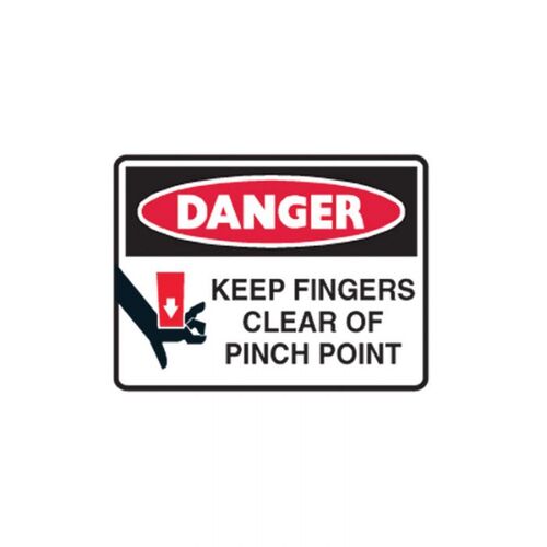 Brady Danger Keep Fingers Clear Of Pinch Point, 90 x 125mm Self Adhesive Vinyl - 5/Pack