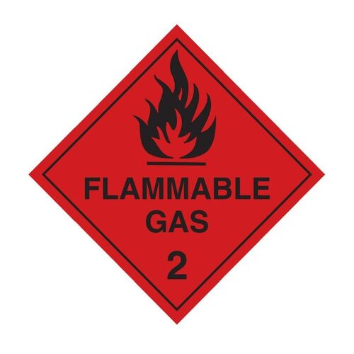Brady Dangerous Goods Label - Flammable Gas 2 100 x 100mm Self Adhesive Vinyl, 25/Pack