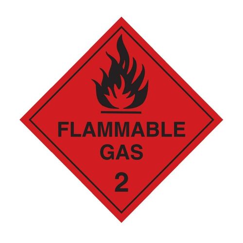 Brady Dangerous Goods Label - Flammable Gas 2 100 x 100mm Self Adhesive Vinyl, 25/Pack