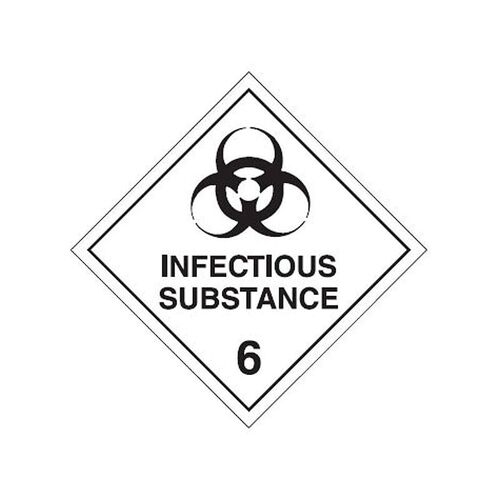 Brady Dangerous Goods Label - Infectious Substance 6 250 x 250mm Self Adhesive Vinyl