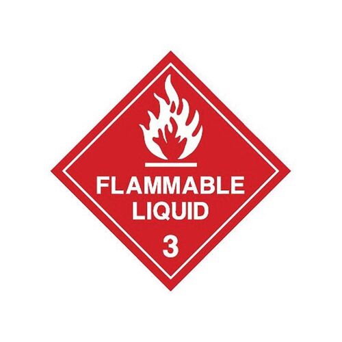 Brady Dangerous Goods Label - Flammable Liquid 3 (White) 250 x 250mm Self Adhesive Vinyl