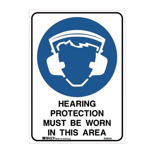 Brady Sign - Hearing Protection Must Be Worn In This Area 600 x 450mm Metal