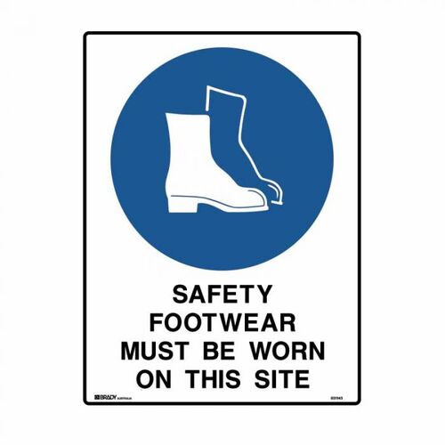 Brady Sign - Safety Footwear Must Be Worn On This Site 600 x 450mm Flute