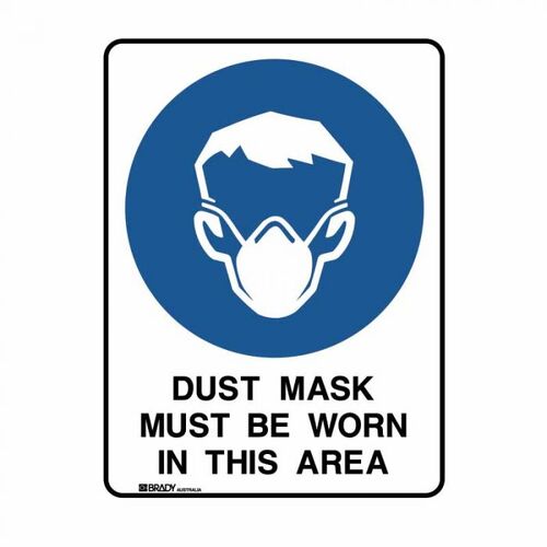 Brady Sign - Dust Mask Must Be Worn In This Area 300 x 225mm Metal