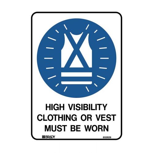 Brady Sign - Hi-Visibility Clothing Or Vest Must Be Worn 250 x 180mm Sticker