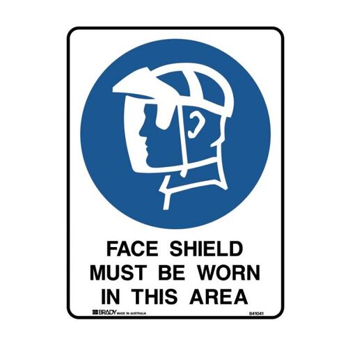 Brady Sign - Face Shield Must Be Worn In This Area 300 x 225mm Metal