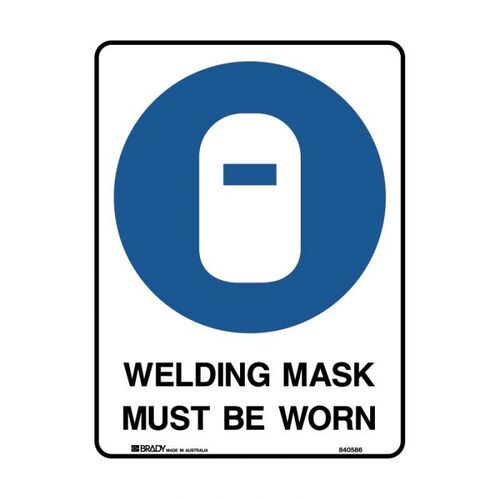 Brady Sign - Welding Mask Must Be Worn 300 x 225mm Poly