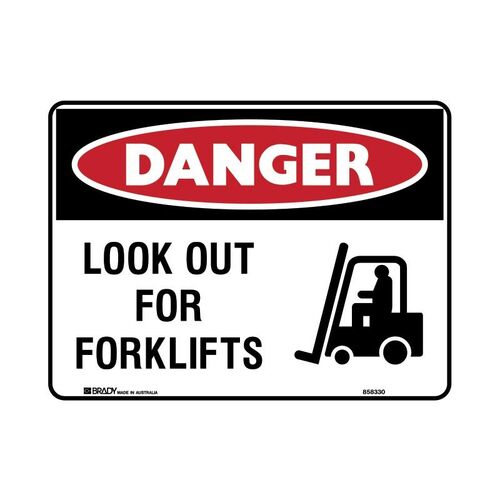 Brady Graphic Sign Look Out For Forklifts 225 x 300mm Metal
