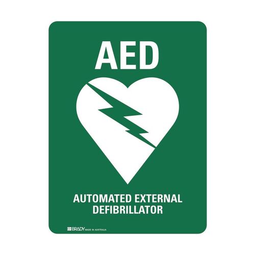 Brady AED Automated External Defibrillator Sign 225 x 300mm Metal