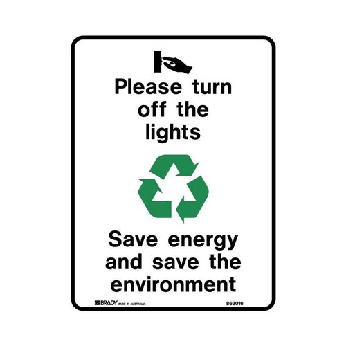 Please Turn Off The Lights Save Energy And Save The Environment 250 x 180mm Sticker