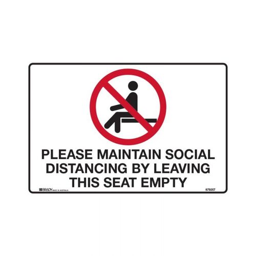 Please Maintain Social Distancing By Leaving This Seat Empty 450 x 300mm Poly