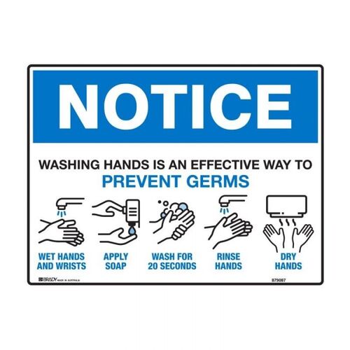 Washing Hands Is An Effective Way To Prevent Germs 250 x 180mm Sticker