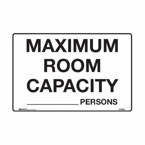 Brady Maximum Room Capacity...Persons 250 x 180mm Self Adhesive Vinyl